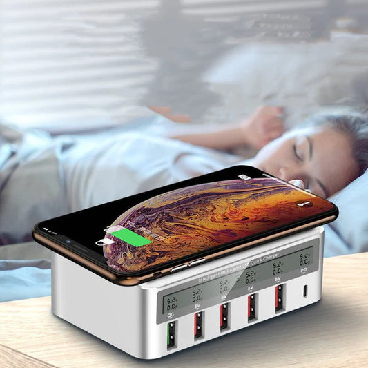 QC30 Fast Charge 6 USB Charger Led Adapter Desktop 50W Smart 6-port Typec Charger