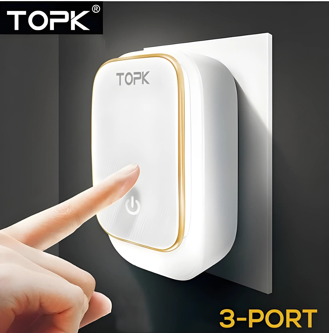 3-Port Phone Charger With Dimming Nightlight