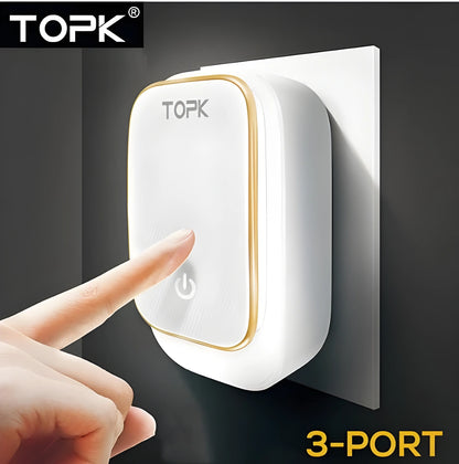 3-Port Phone Charger With Dimming Nightlight