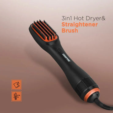 Geepas 3-in-1 Hot Dryer and Straightener Brush-2 Speed Heat Setting and Cool Function