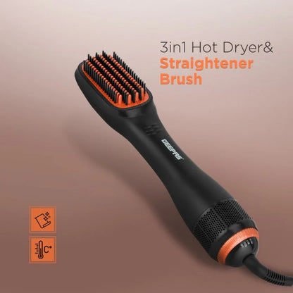 Geepas 3-in-1 Hot Dryer and Straightener Brush-2 Speed Heat Setting and Cool Function