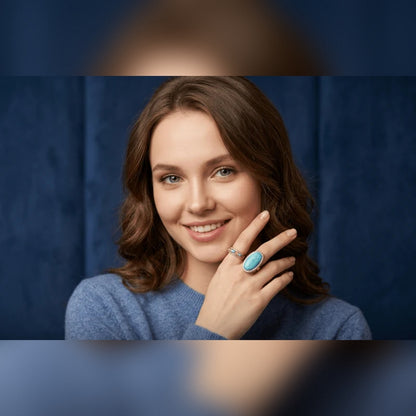Turquoise Oval Crystal Statement Ring