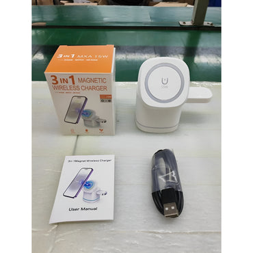 Three-in-one Folding Magnetic Wireless Fast Charging Charger