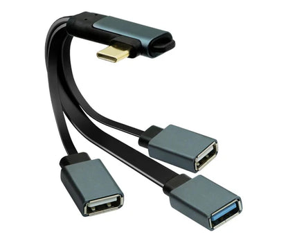 Type C Male to 3 Port USB
